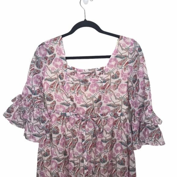 Alexa Chung Pink Pintuck Floral Maxi Dress NWT Size US 8 - Picture 4 of 13